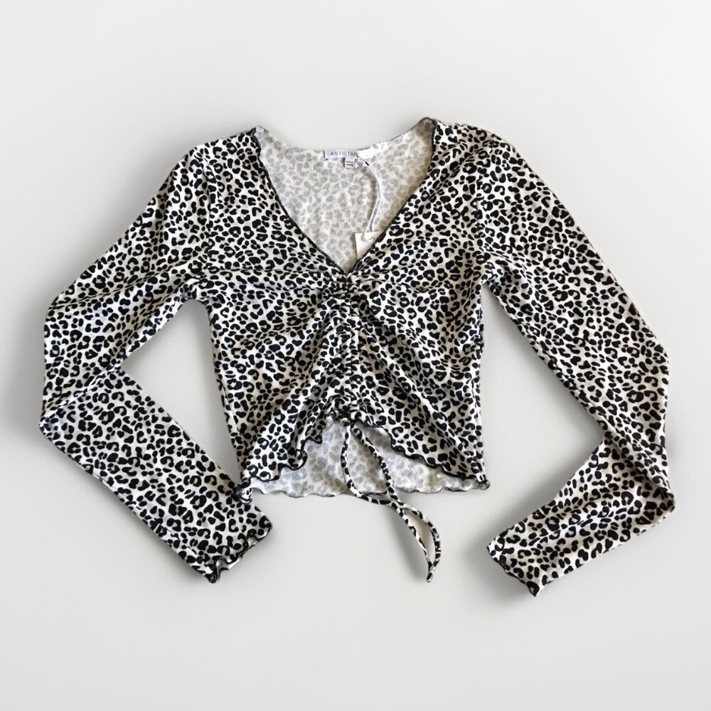 Antistar Animal Print Long Sleeve Cropped‎ Top Size Small